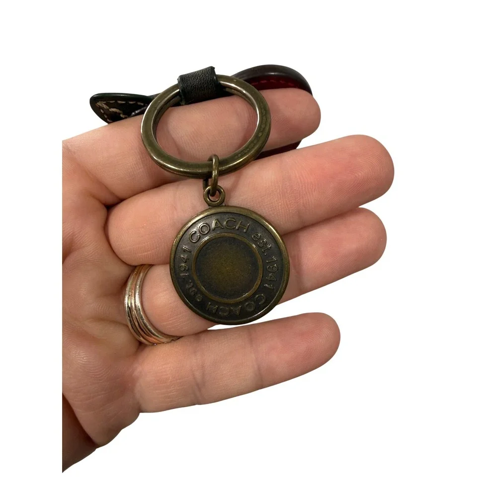 Coach Red Leather Apple Bag Charm Keychain Signature C Brass Hardware 1941 Logo